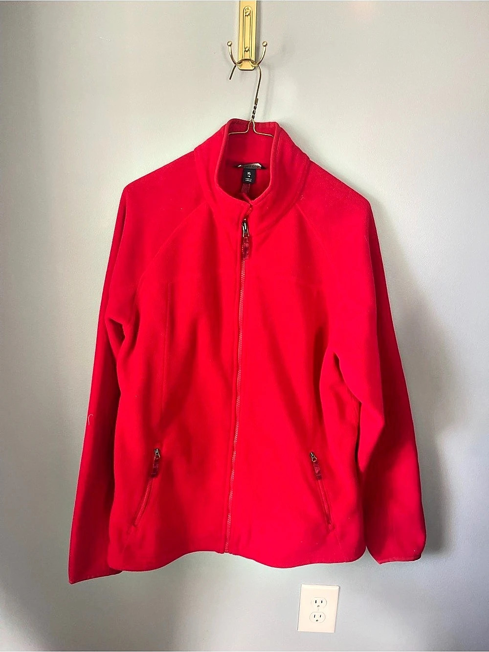 Lands' End Polartec Aircore 200 Red Fleece Jacket Size XL Like new